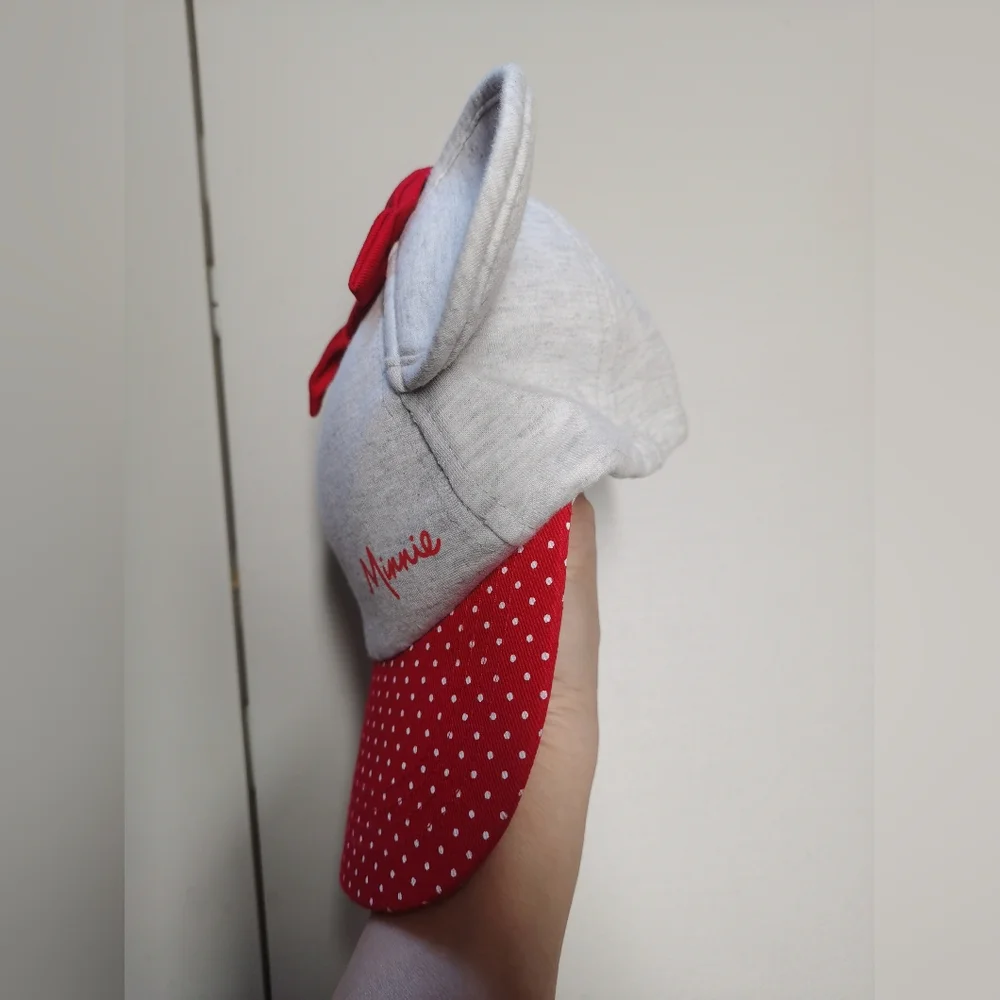 Disney Minnie Mouse Ears Kids Red Gray Baseball Girls Hat One Size